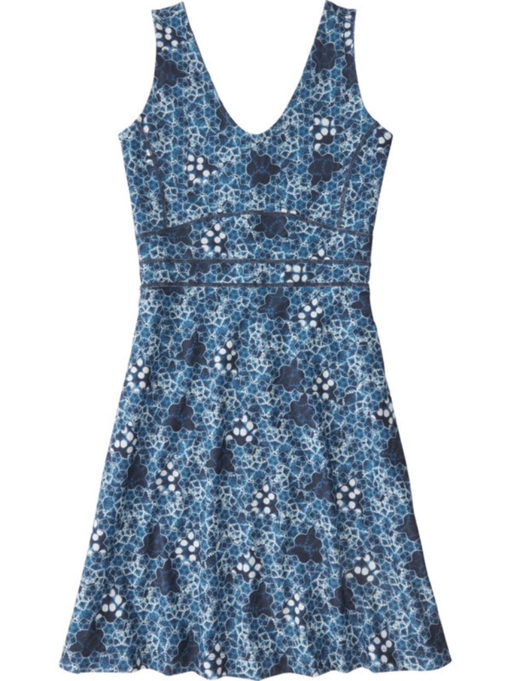 Title Nine Dream Maya Dress Blue Printed Floral Athletic Tank Pockets Size L